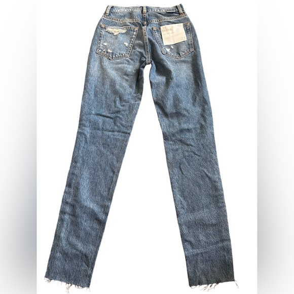 Boyish Billy High Rise Skinny Jeans Size 23 Rigid Button fly Medium Wash Raw Hem - Picture 4 of 13